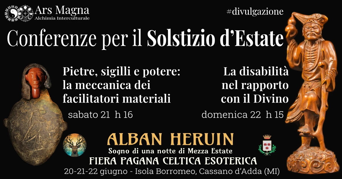 Banner dell'associazione Ars Magna per le due conferenze di divulgazione presentate al festival Alban Heruin 2025